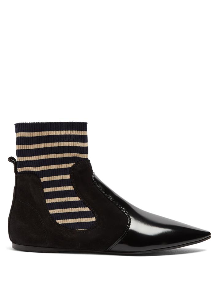 Acne Studios Amalee Striped-insert Leather Ankle Boots