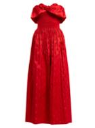 Emilio De La Morena Ernestine Strapless Polka-dot Silk-jacquard Gown