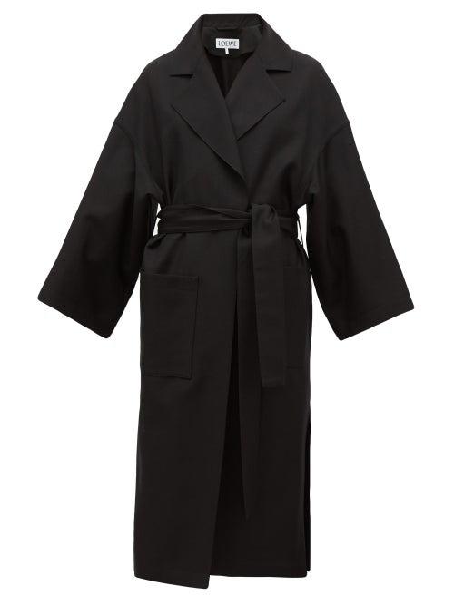 Matchesfashion.com Loewe - Oversized Belted Wool Coat - Womens - Black