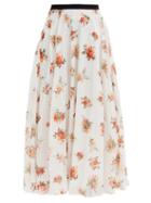 Matchesfashion.com Emilia Wickstead - Alula Floral-print Cotton Voile Skirt - Womens - White Print