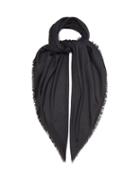 Matchesfashion.com Saint Laurent - Ysl-monogram Silk-blend Scarf - Womens - Black