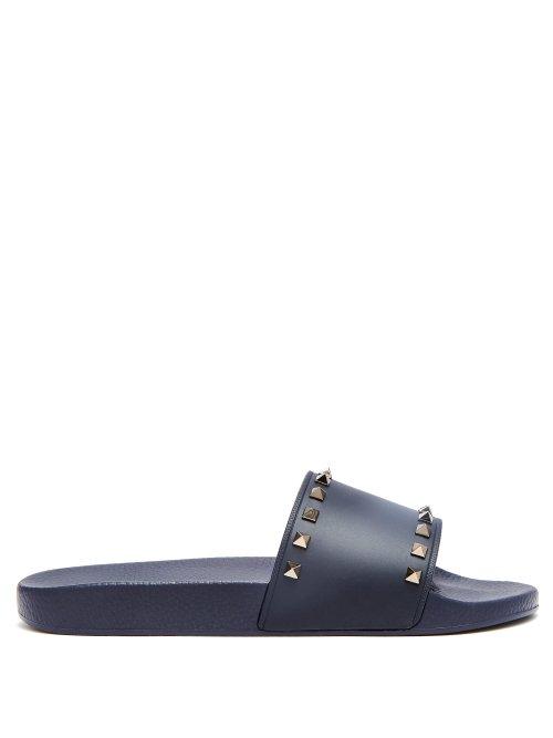 Matchesfashion.com Valentino - Rockstud Slides - Mens - Navy