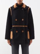 Stand Studio - Chloe Double-breasted Faux-shearling Jacket - Womens - Black Tan