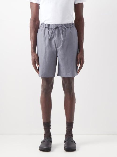 Auralee - Drawstring-waist Cotton-canvas Shorts - Mens - Blue