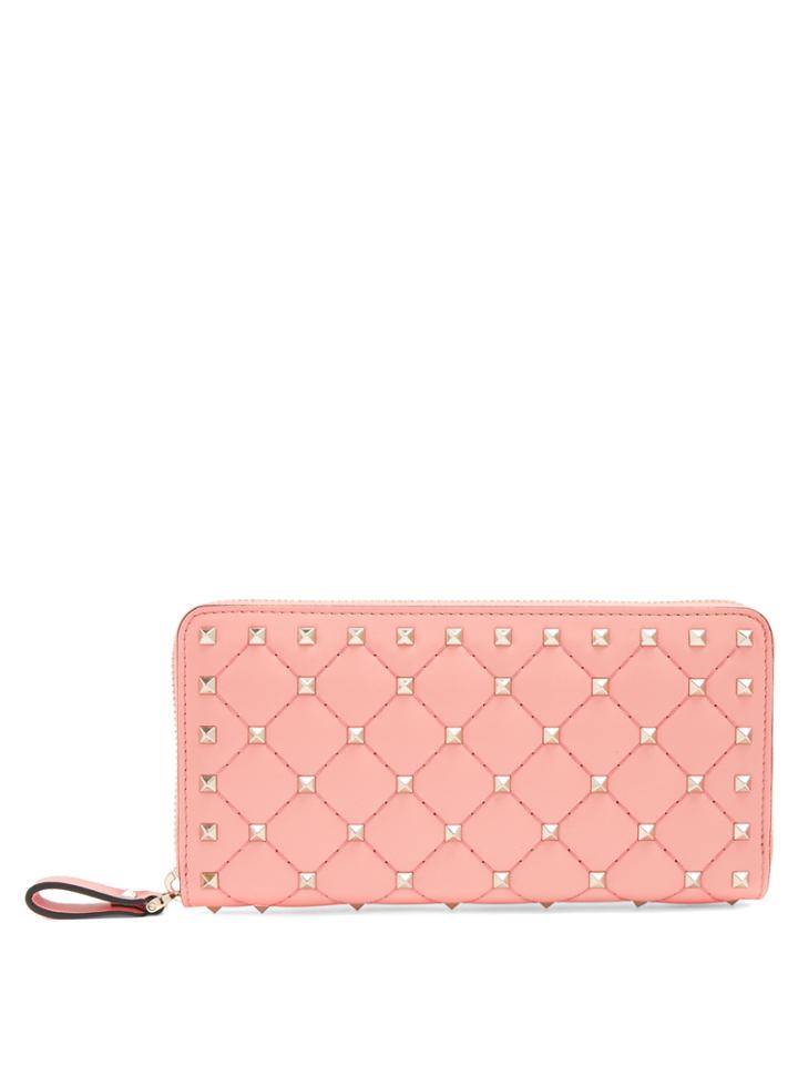 Valentino Rockstud Spike Quilted-leather Continental Wallet
