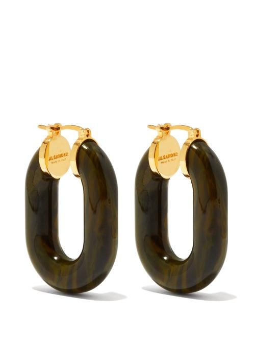 Jil Sander - Tortoiseshell-effect Acetate Earrings - Womens - Green