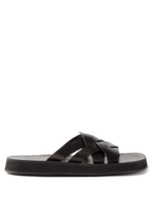 Hereu - Espol Woven-strap Leather Sandals - Mens - Black