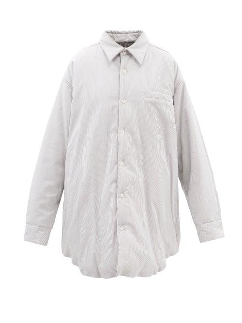 Maison Margiela - Padded Striped Cotton-poplin Shirt - Womens - Grey Stripe