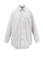 Maison Margiela - Padded Striped Cotton-poplin Shirt - Womens - Grey Stripe