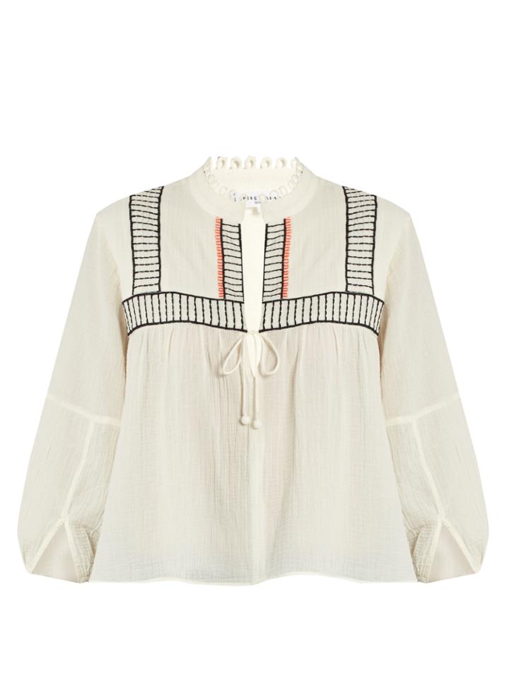 Apiece Apart Loreto Embroidered Cotton Top