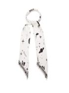 Matchesfashion.com Rockins - Cosmic Dancer Print Super Skinny Silk Scarf - Womens - White