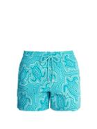 Matchesfashion.com Vilebrequin - Hypnotic Turtles Print Swim Shorts - Mens - Light Blue