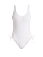 Matchesfashion.com Melissa Odabash - Venice Scoop Neck Lace Side Swimsuit - Womens - White