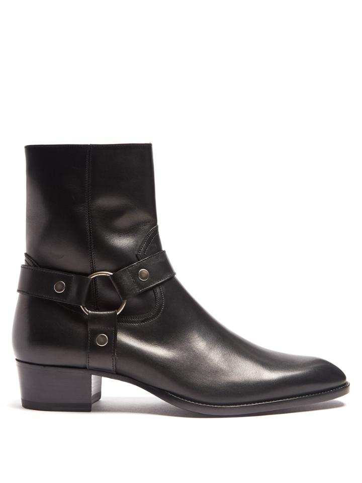 Saint Laurent Wyatt Leather Ankle Boots