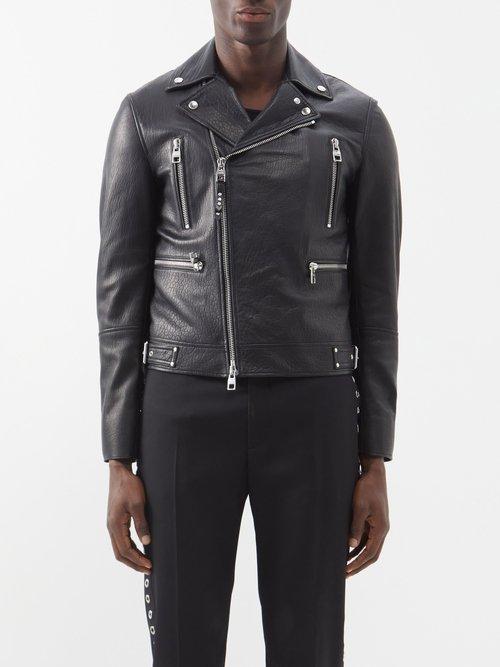 Alexander Mcqueen - Essential Leather Biker Jacket - Mens - Black