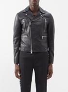Alexander Mcqueen - Essential Leather Biker Jacket - Mens - Black