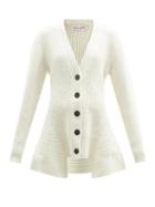 Matchesfashion.com Alexander Mcqueen - Peplum-hem Wool-blend Cardigan - Womens - Ivory