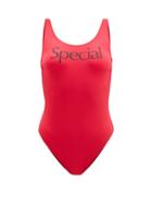 Matchesfashion.com More Joy By Christopher Kane - More Joy Special-print Scoop-neck Swimsuit - Womens - Red