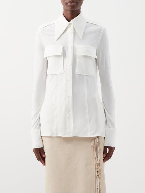 Proenza Schouler - Flap-pocket Matte-jersey Shirt - Womens - White