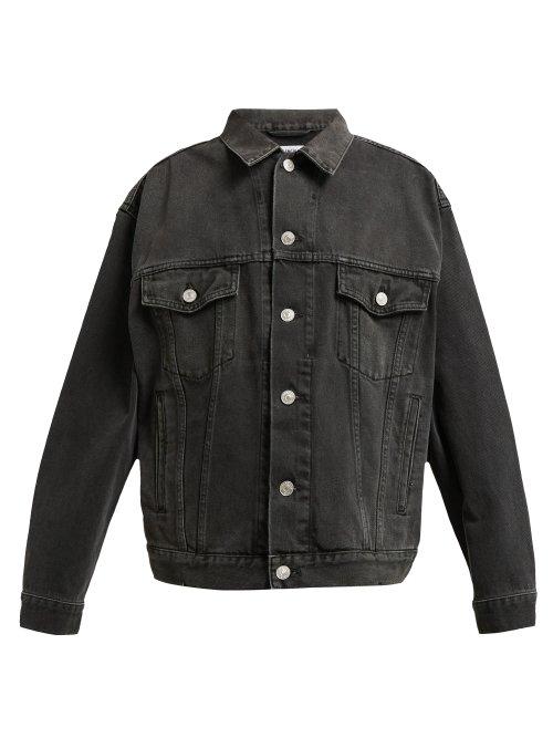 Matchesfashion.com Balenciaga - Crystal Encrusted Denim Jacket - Womens - Grey