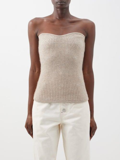 Isabel Marant - Blaze Bandeau Ribbed Wool-blend Top - Womens - Beige