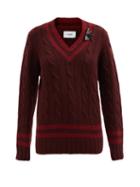 Erdem - Albertha Cable-knit Wool Sweater - Womens - Burgundy