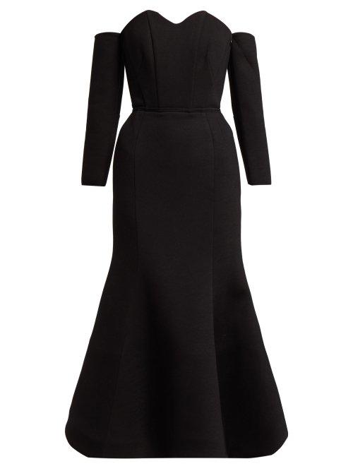 Matchesfashion.com Vika Gazinskaya - Off The Shoulder Structured Midi Dress - Womens - Black