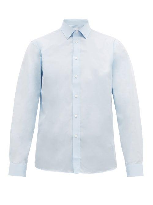 Matchesfashion.com Burberry - Slim Fit Cotton Poplin Shirt - Mens - Light Blue