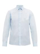 Matchesfashion.com Burberry - Slim Fit Cotton Poplin Shirt - Mens - Light Blue