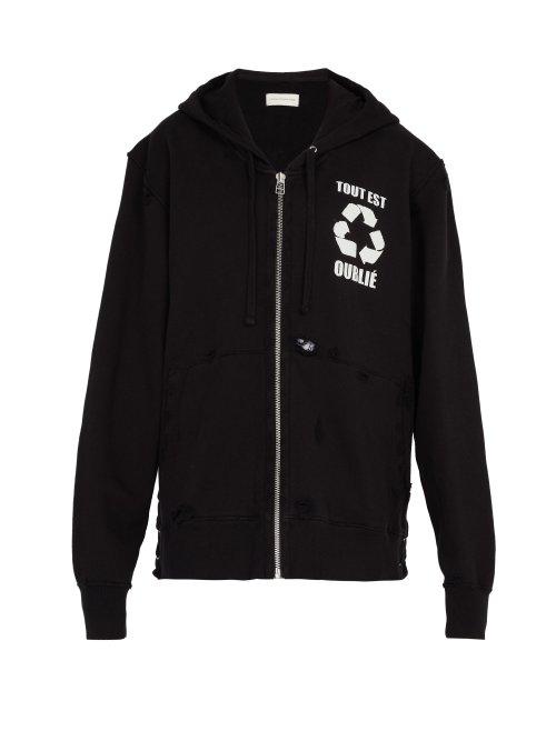 Matchesfashion.com Faith Connexion - Printed Cotton Jersey Hooded Sweatshirt - Mens - Black