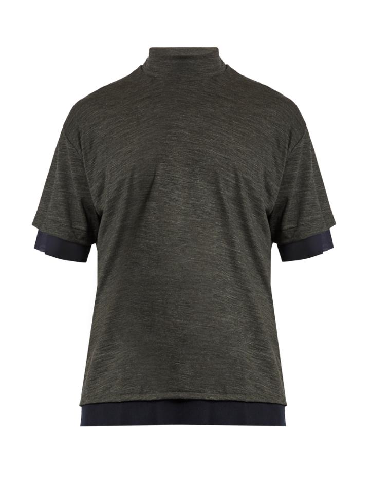 Kolor Tulle-underlayer High-neck Jersey T-shirt