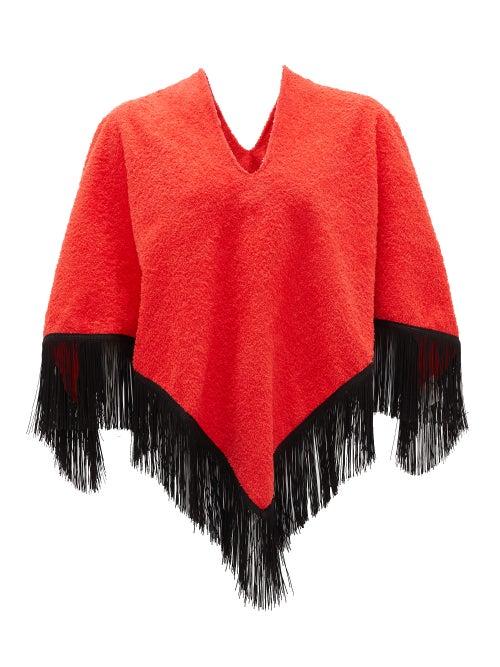 Matchesfashion.com Gabriel For Sach - Fringed Cotton-terry Poncho - Womens - Red Multi