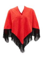 Matchesfashion.com Gabriel For Sach - Fringed Cotton-terry Poncho - Womens - Red Multi