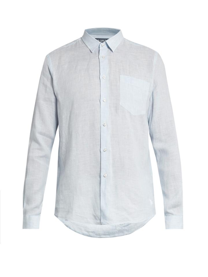 Vilebrequin Caroubis Micro-striped Button-cuff Linen Shirt
