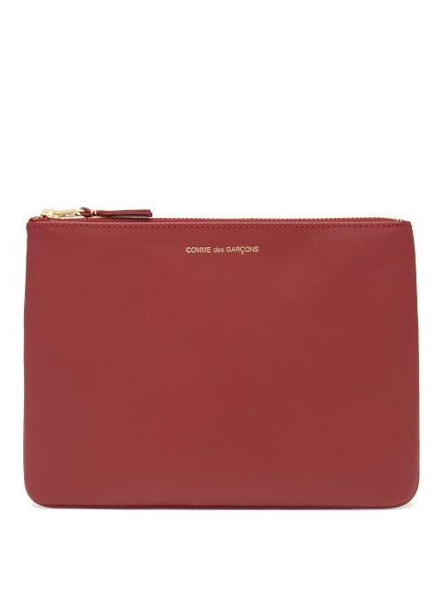 Matchesfashion.com Comme Des Garons Wallet - Zipped Leather Pouch - Womens - Red