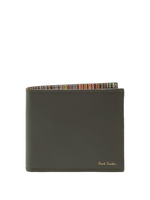Matchesfashion.com Paul Smith - Signature-stripe Leather Bi-fold Wallet - Mens - Khaki