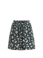 Matchesfashion.com See By Chlo - Floral Print Wide Leg Cotton Shorts - Womens - Green Multi
