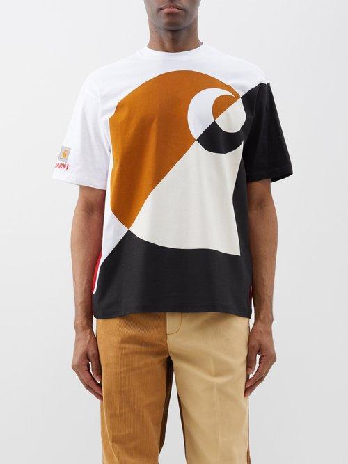 Marni X Carhartt - X Carhartt Wip Colour-block Cotton-jersey T-shirt - Mens - Black Red White