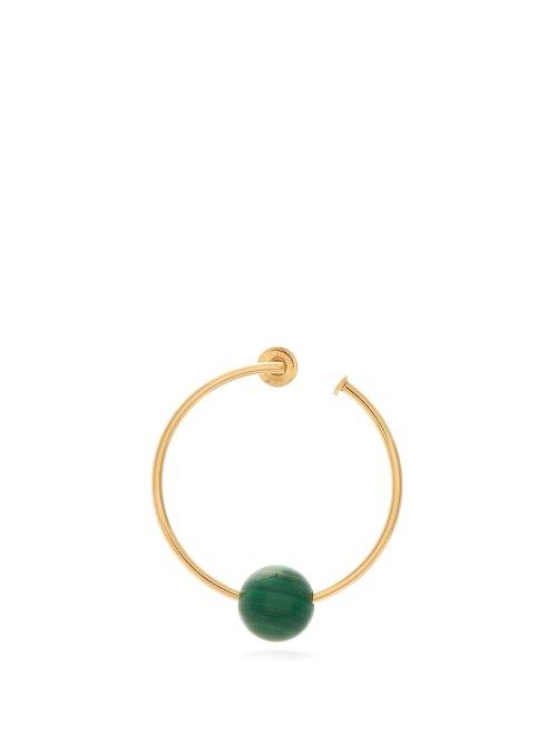 Matchesfashion.com Hillier Bartley - Malachite Gold Plated Hoop Earring - Womens - Green