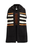 Matchesfashion.com Burberry - Tb-monogram Hooded Wool-blend Cape - Womens - Black