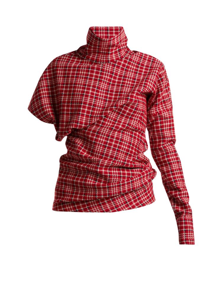 Calvin Klein 205w39nyc Asymmetric Checked Top