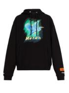 Matchesfashion.com Heron Preston - Heron Print Hooded Sweatshirt - Mens - Black