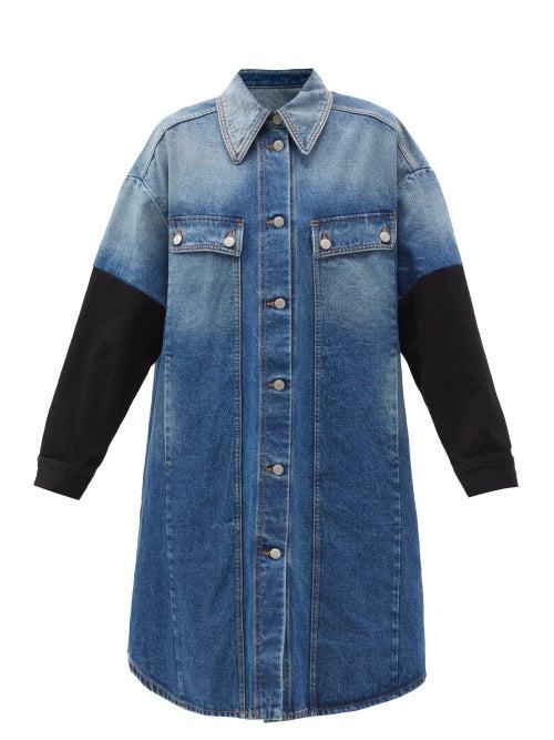 Matchesfashion.com Mm6 Maison Margiela - Contrast-sleeve Denim Shirt Dress - Womens - Denim