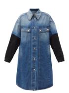 Matchesfashion.com Mm6 Maison Margiela - Contrast-sleeve Denim Shirt Dress - Womens - Denim