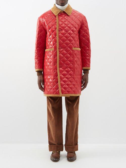 Gucci - Coated-cotton Quilted Field Jacket - Mens - Red