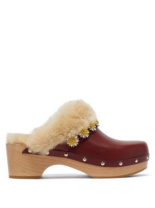 Matchesfashion.com Fabrizio Viti - Jean Shearling-lined Leather Clogs - Womens - Brown Multi