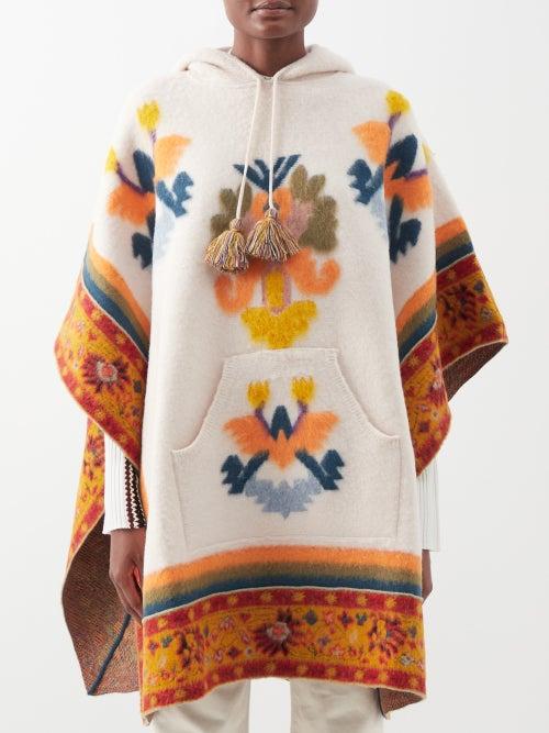 Etro - Paisley-intarsia Wool-blend Poncho - Womens - Cream Multi