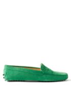 Tod's - Gommino Suede Loafers - Womens - Green