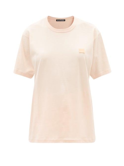 Ladies Rtw Acne Studios - Nash Face-patch Cotton-jersey T-shirt - Womens - Light Pink