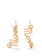 Marni - Script Cursive-logo Earrings - Womens - Gold